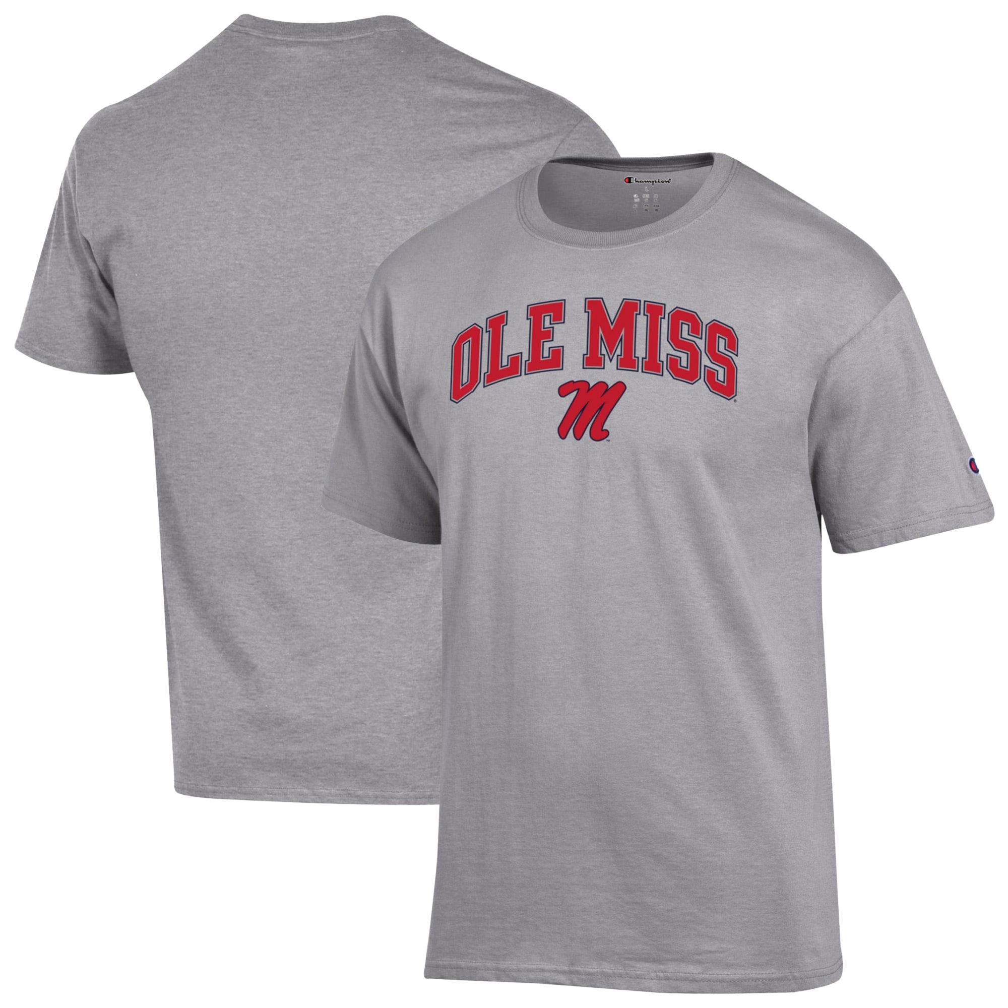 Men's Champion Heather Gray Ole Miss Rebels Arch Over Logo T-Shirt